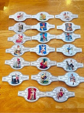 20 Vintage Pin-Up Cigar Bands Assorted Colorful Pinup Girls Murillo amerikaanse